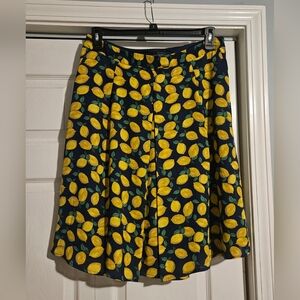 THE LIMITED Lemon Print Midi Skirt Navy 14P